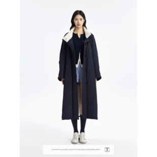 CONCISE-WHITE简白2025秋冬新品立领长外套高级感百搭宽松棉服女
