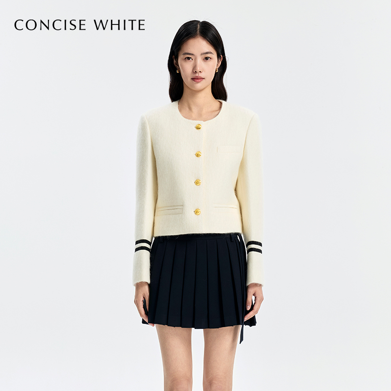 CONCISE-WHITE英伦毛呢外套