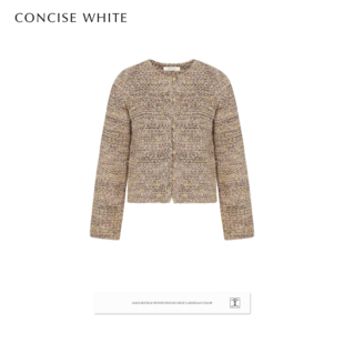 CONCISE-WHITE简白26春夏新款金扣编织圆领开衫
