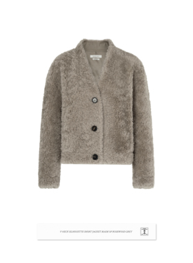 CONCISE-WHITE简白2025秋冬新品V领廓形宽松羊毛短款毛呢外套女