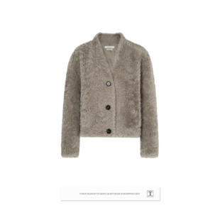 CONCISE-WHITE简白2025秋冬新品V领廓形宽松羊毛短款毛呢外套女