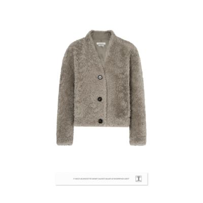 CONCISE-WHITE简白2025秋冬新品V领廓形宽松羊毛短款毛呢外套女