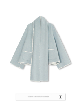 CONCISE-WHITE简白2025秋冬新款围巾毛呢短外套羊毛宽松上衣女