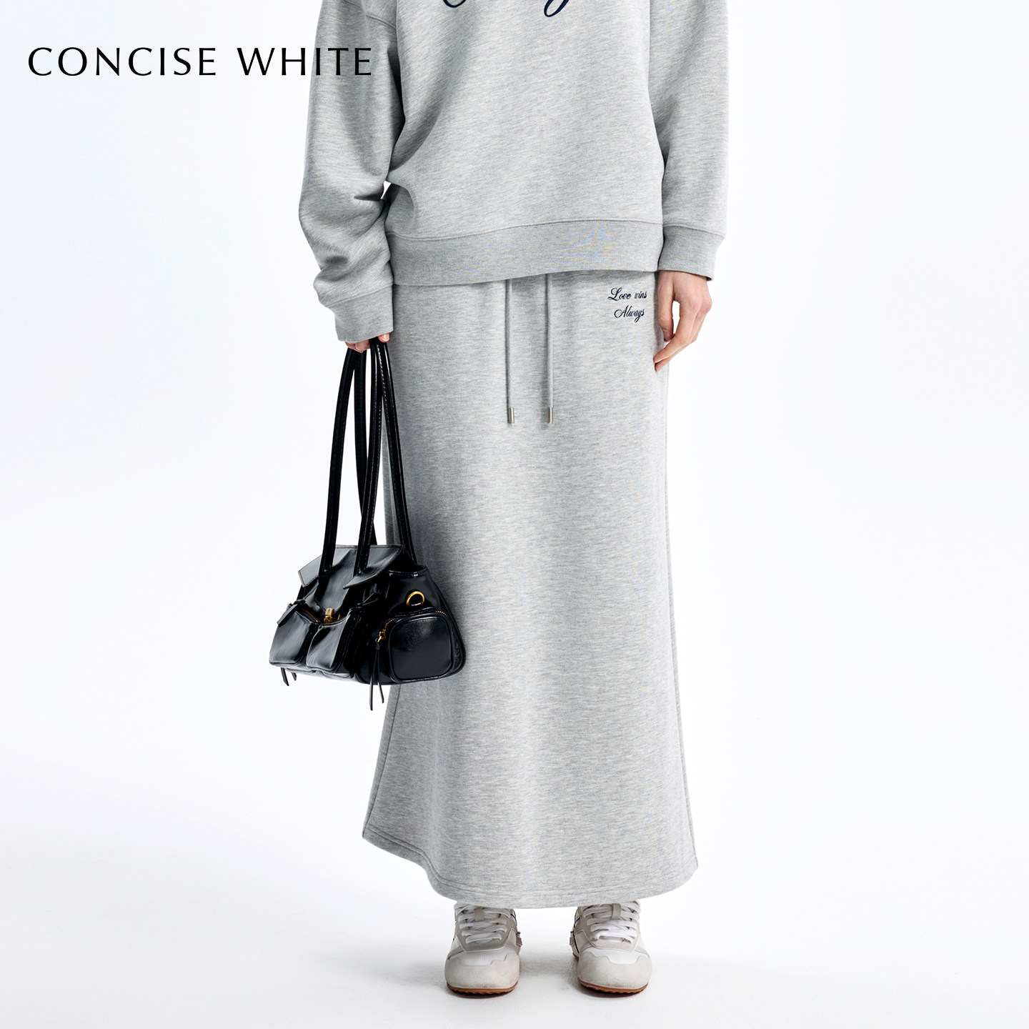 CONCISE-WHITE简白刺绣长半裙