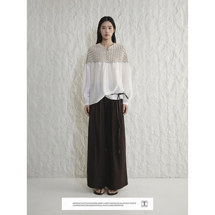 CONCISE-WHIT 简白26春夏新款 钩花针织拼接衬衣