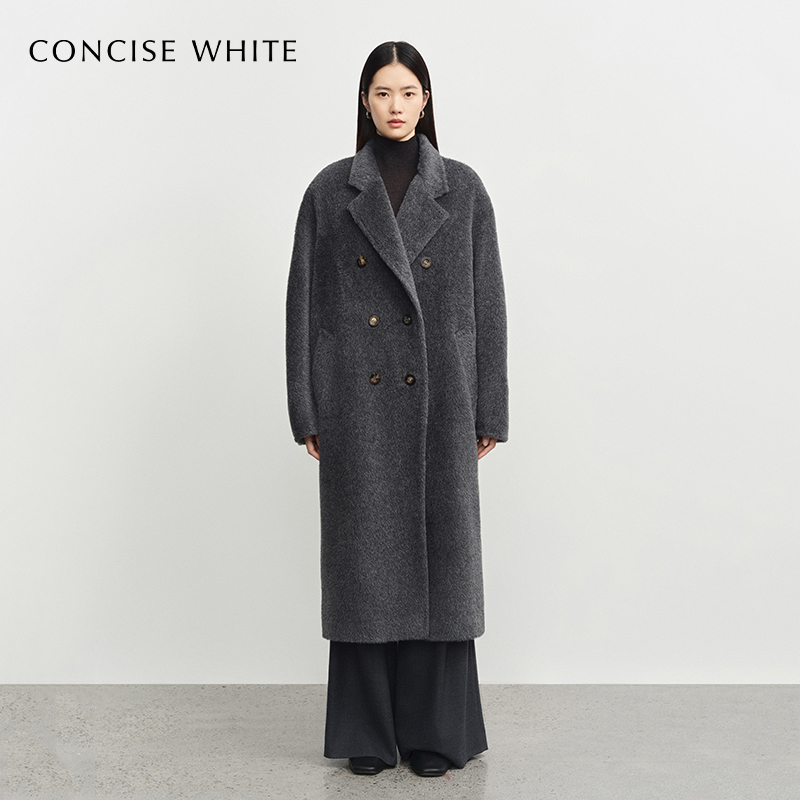 长款羊毛毛呢大衣CONCISE-WHITE
