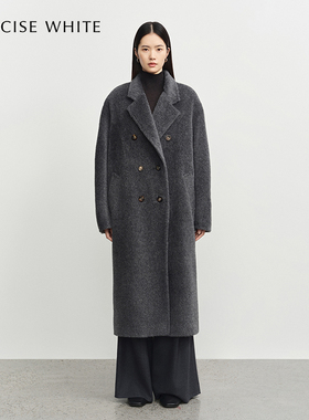 白鹿同款CONCISE-WHITE简白秋冬款苏力羊毛大衣阿尔巴卡外套