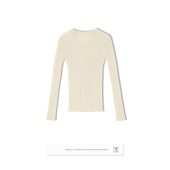 竖纹U领打底羊毛针织修身 CONCISE WHITE简白2025秋冬新品 上衣女
