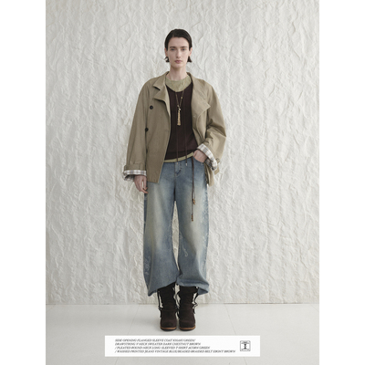 CONCISE-WHIT 简白26春夏新款 斜门襟翻边袖外套