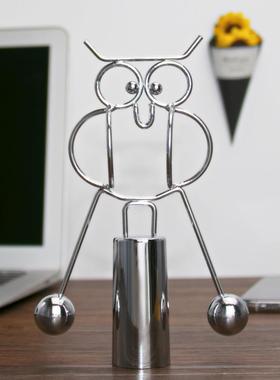 男生不锈钢创意工艺礼品摆饰艺术品动态不倒翁桌面物理科技感小摆