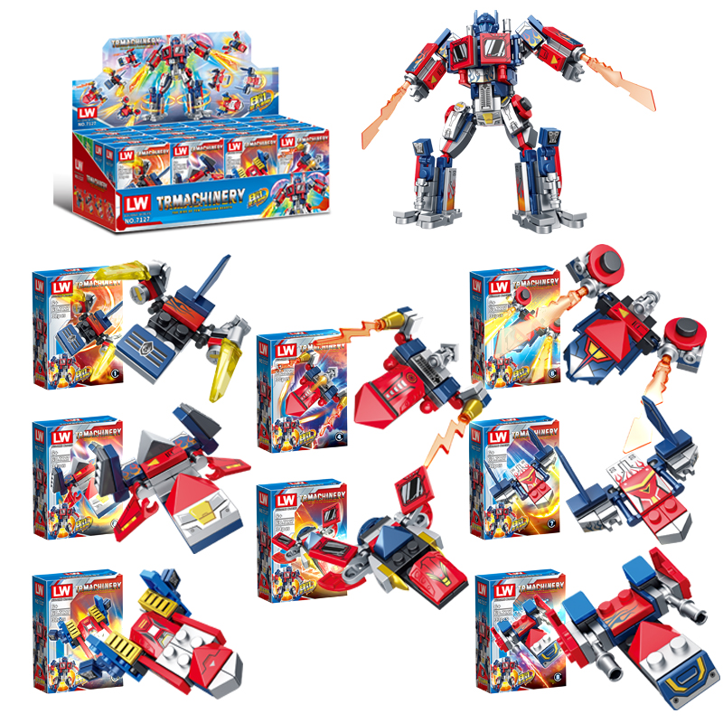 LW7127擎天战机积木八合一擎天机甲益智拼装儿童积木玩具六一节礼