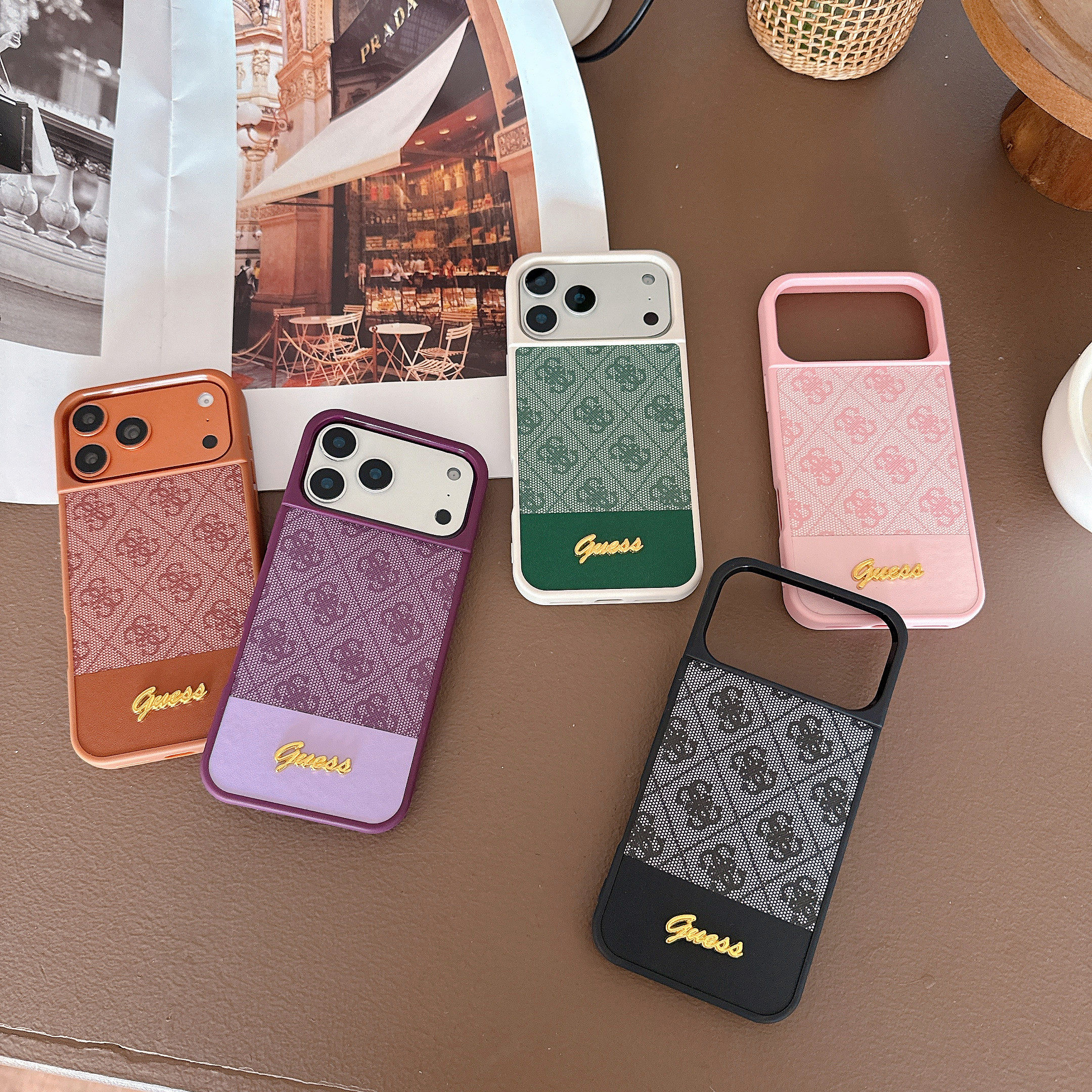 淳于亦简约大牌皮质英文字母适用苹果17promax手机壳15全包