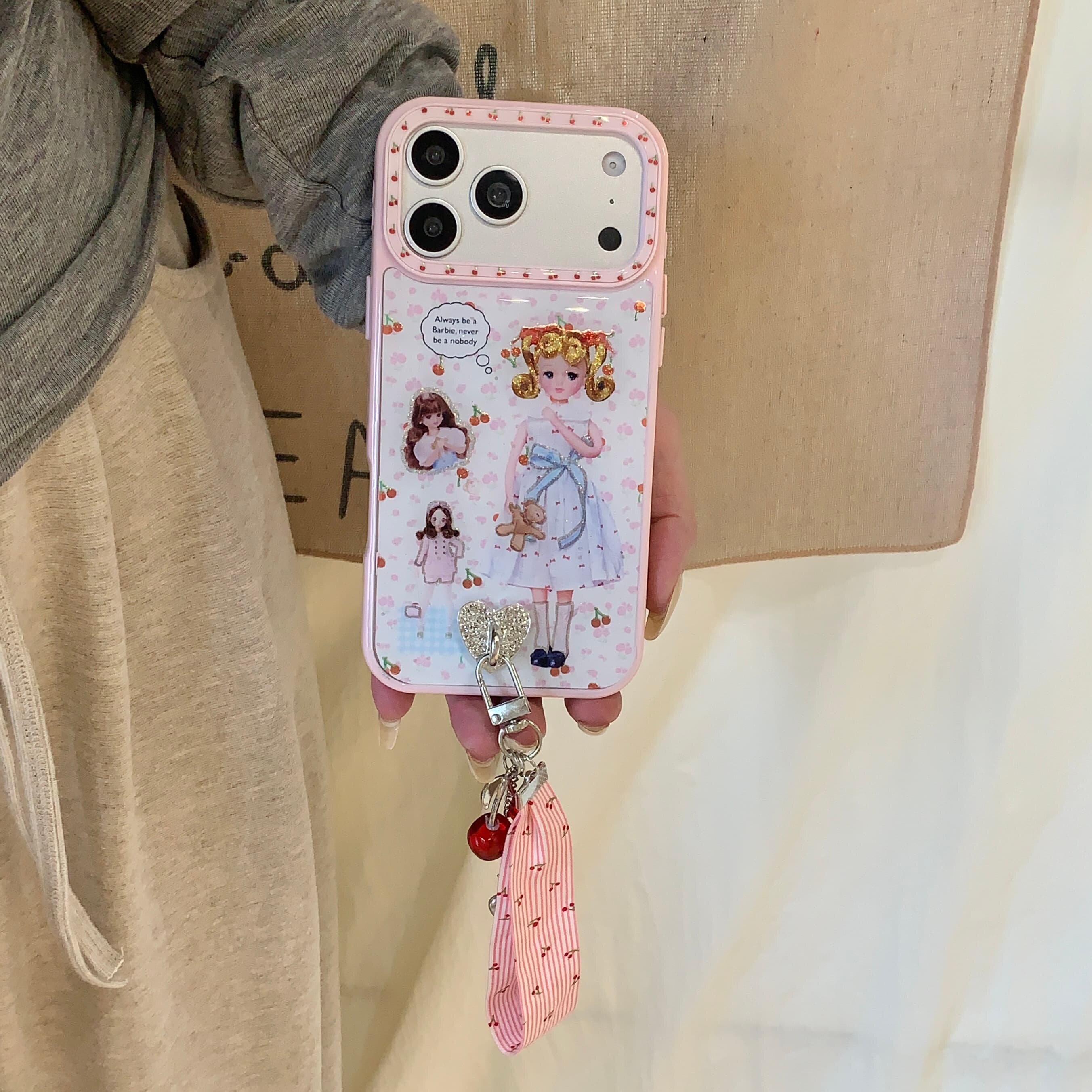 可爱波点裙金色头发芭比娃娃适用苹果17promax手机壳15全包