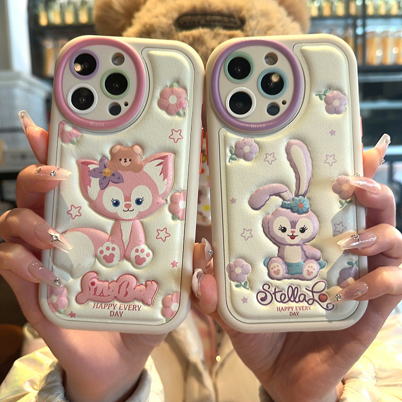 卡通坐地玲娜贝儿适用iPhone14Pro手机壳可爱小狐狸皮纹i12苹果13防摔软壳迪士尼星黛露15promax全包外壳个性