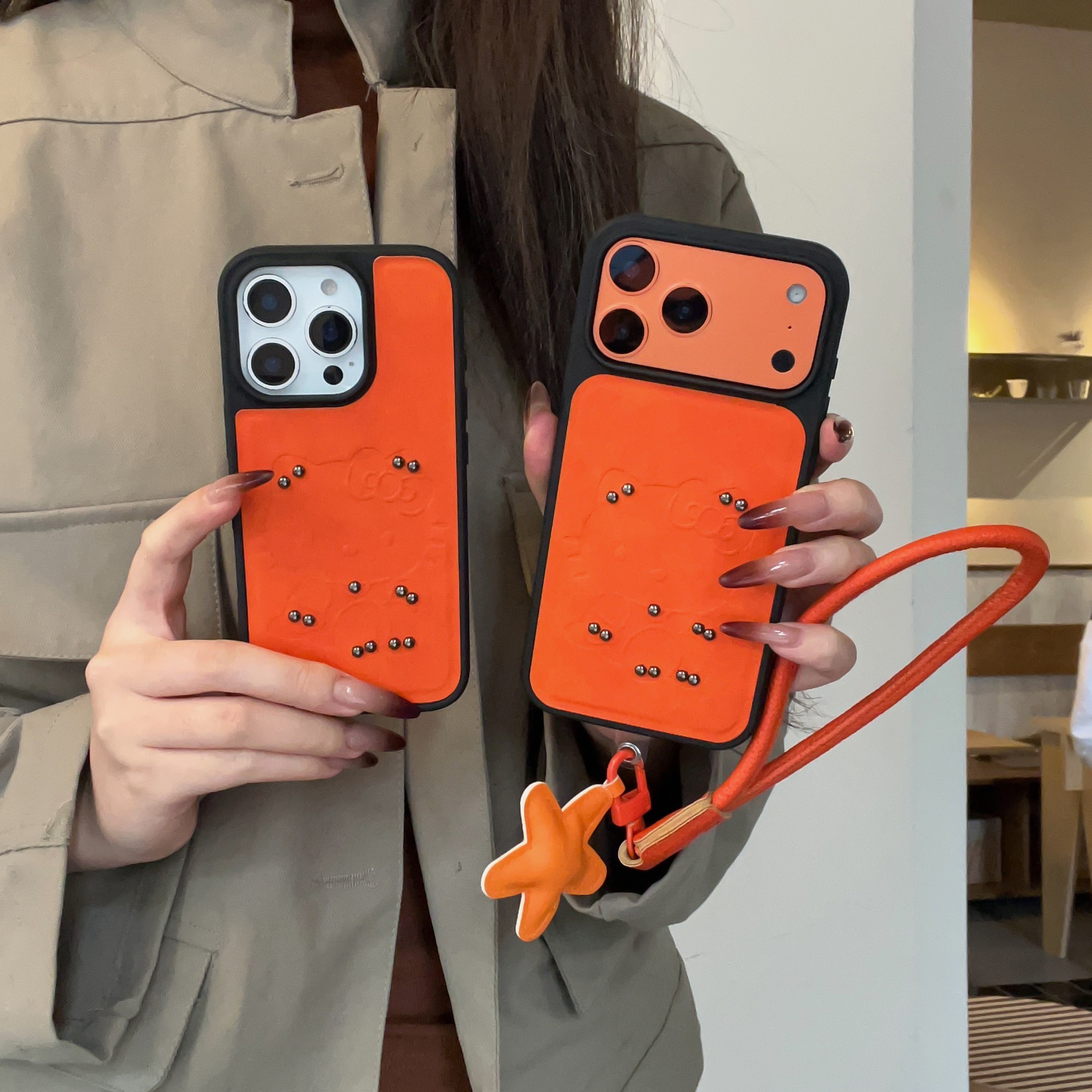 淳于亦ins高级铆钉凯蒂猫适用苹果17promax手机壳15全包