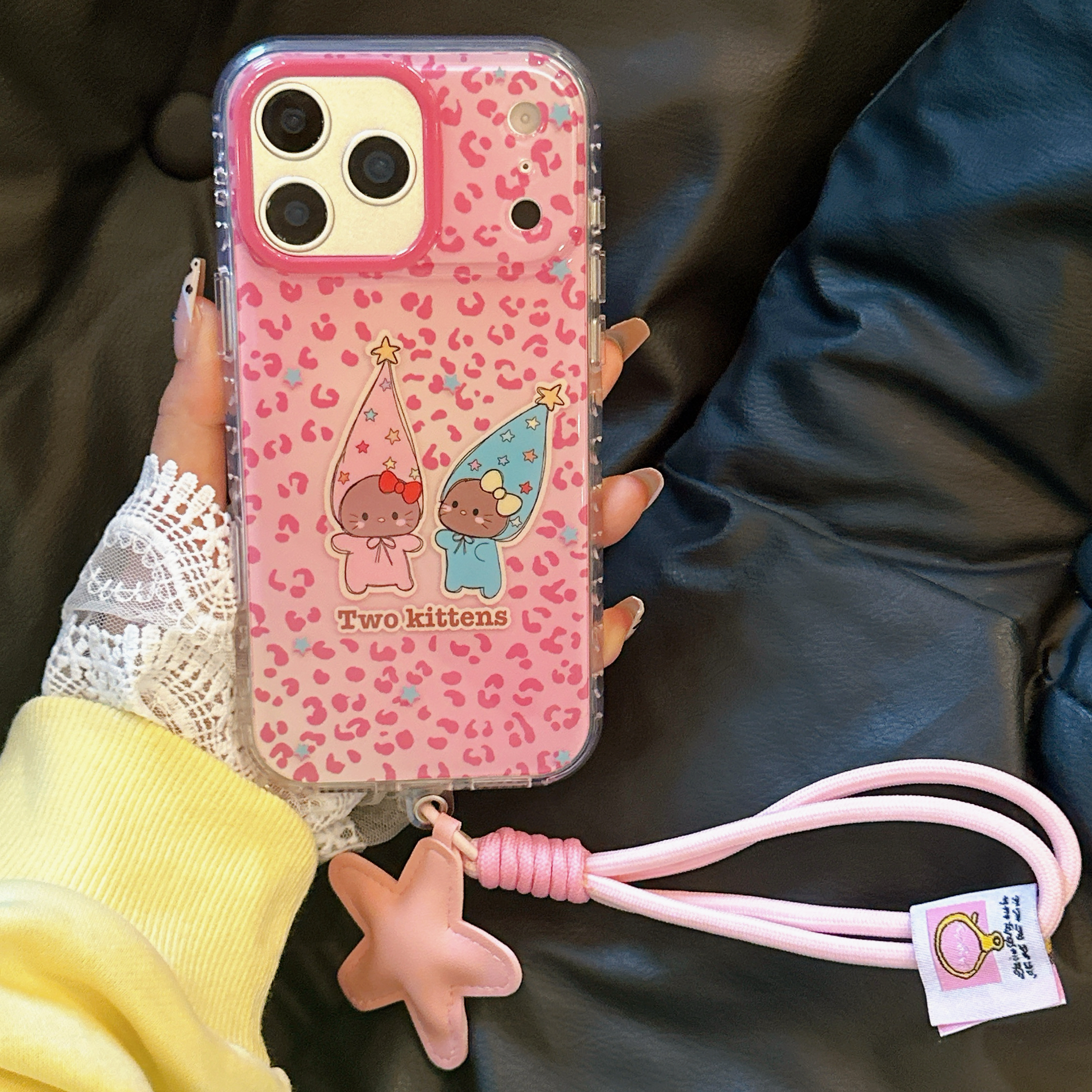 韩系粉豹纹星星人苹果17硅胶软壳