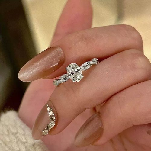 S925银爆闪冰花切鸽子蛋开口戒指