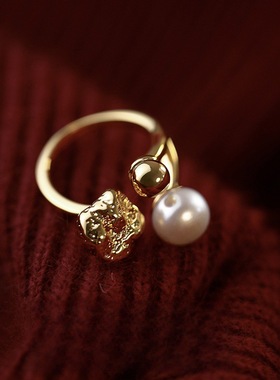 新款爆款法式复古珍珠戒指