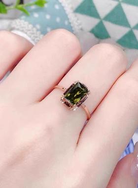 法式浪漫玫瑰金镶钻碧玺戒指