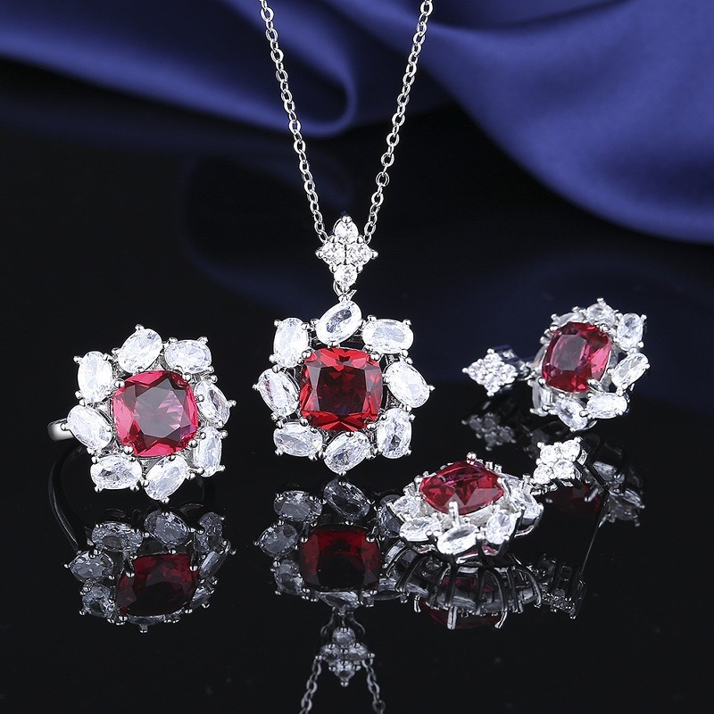 欧美彩宝仿真红宝石鸽血红戒指项链耳钉女简约轻奢个性高级感套装,饰品/流行首饰/时尚饰品新,组合套装,淘宝优惠券,粉丝福利购,淘宝优惠卷