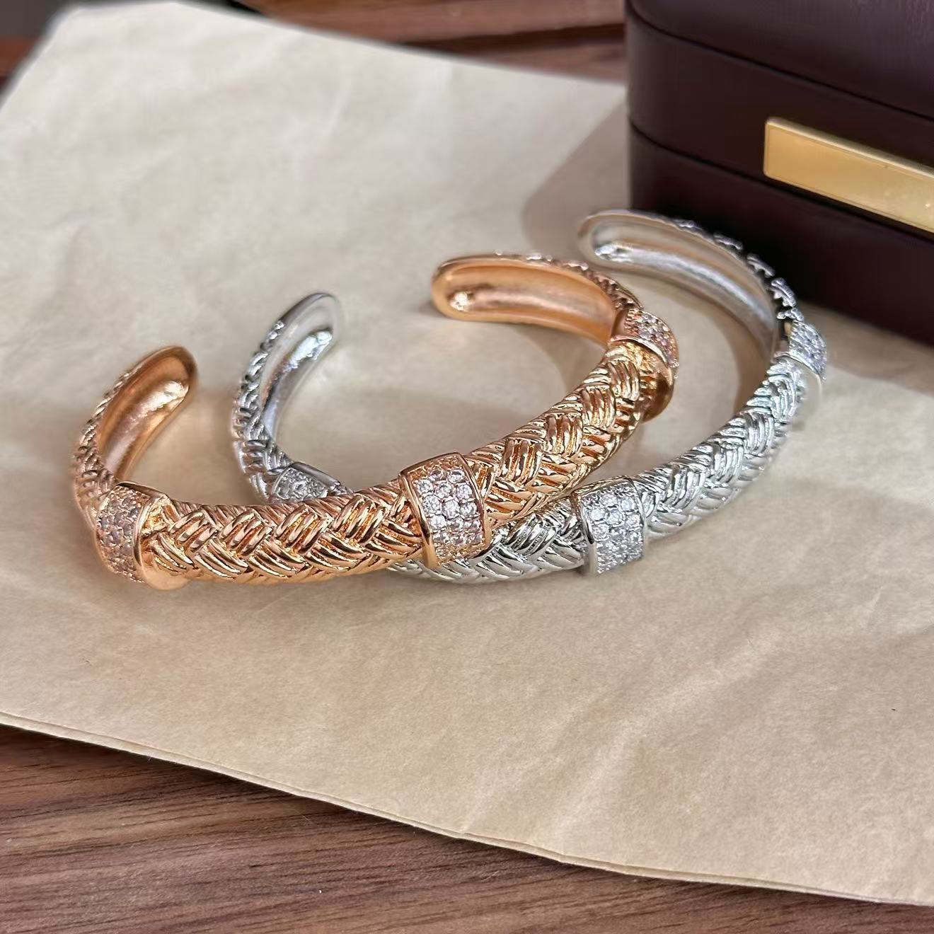 法式轻奢经典手工拉丝编织手环