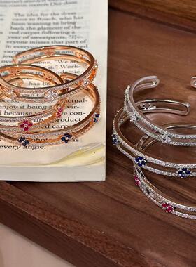 法式复古彩色万花筒四叶草手环