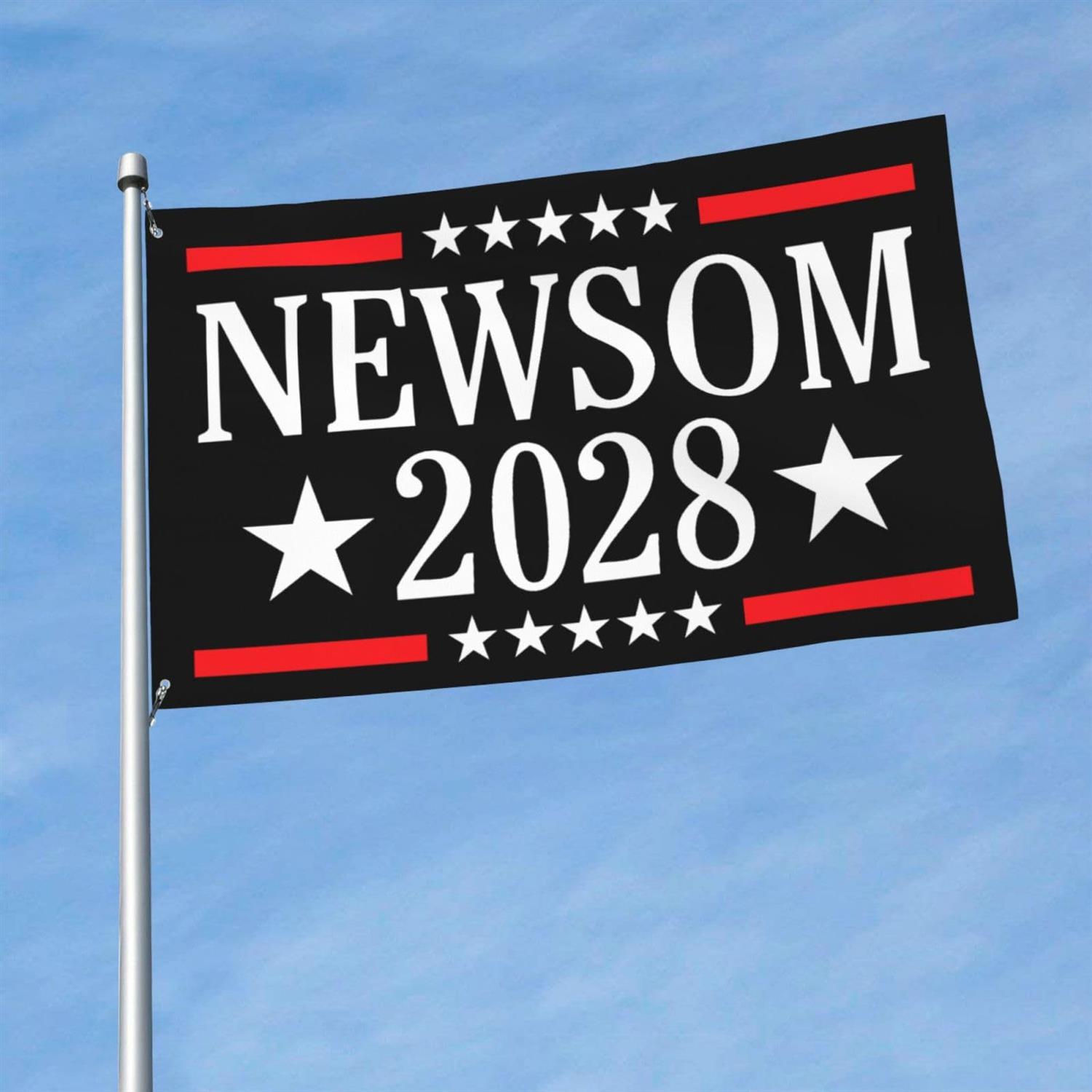 新款旗帜Newsom 2028 Flags横幅户外左侧2孔同款旗帜