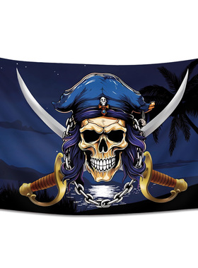 春亚纺骷髅头海盗旗帜挂布 90*150cm房间装饰3x5ft图案材质定制