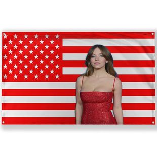 Sydney Sweeney Red American USA Flag明星图案旗帜挂毯