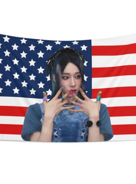Xlov Rui American Flag美国国旗背景布明星应援旗帜旗杆