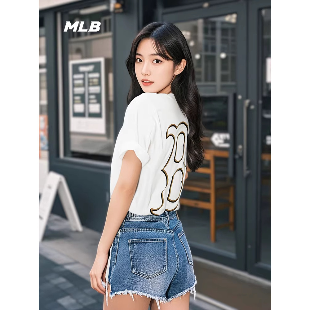 MLB官方 男女情侣背标大logo休闲宽松短袖百搭T恤25夏季新款TSB60