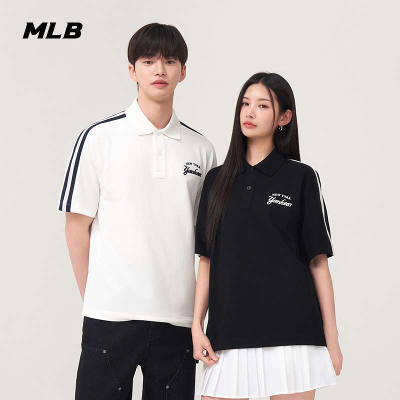 MLB官方 男女情侣学院风防晒凉感百搭polo衫短袖夏季新款PQV01