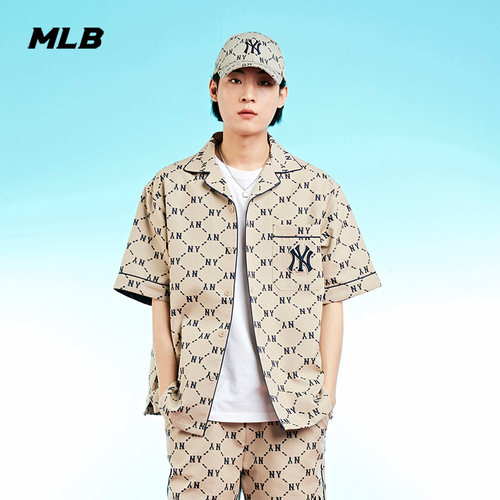 短袖衬衫MLB情侣短袖休闲
