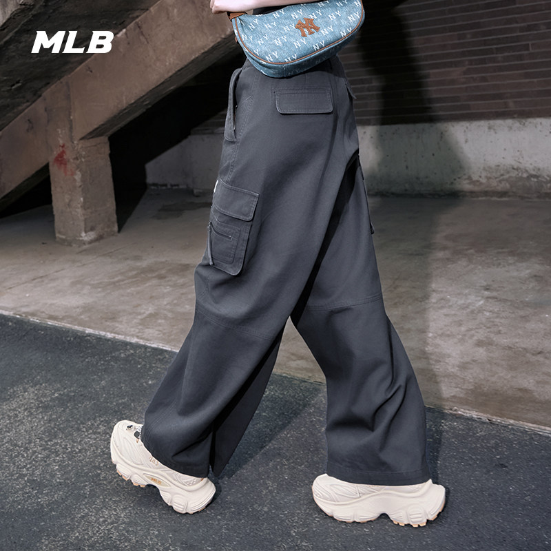 MLB官方 女款时尚运动百搭复古水洗工装阔腿裤春夏新款WPB17