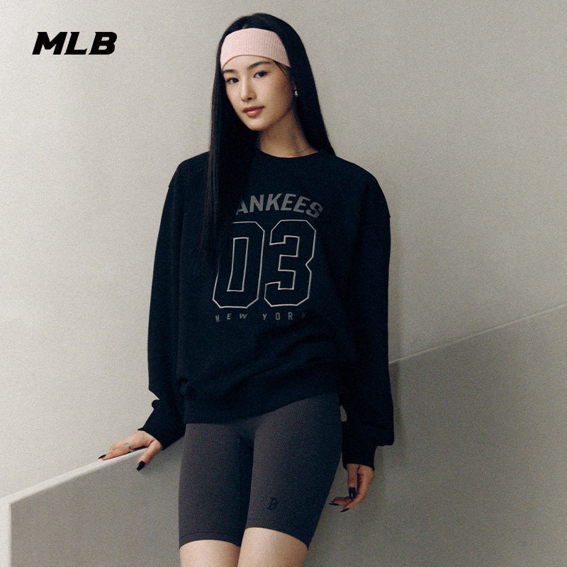 MLB官方 男女复古学院风圆领套头卫衣25秋季新款MTV02
