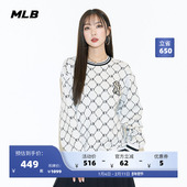 潮春夏季 MLB官方 男女情侣钻石老花卫衣圆领套头衫 MTM07