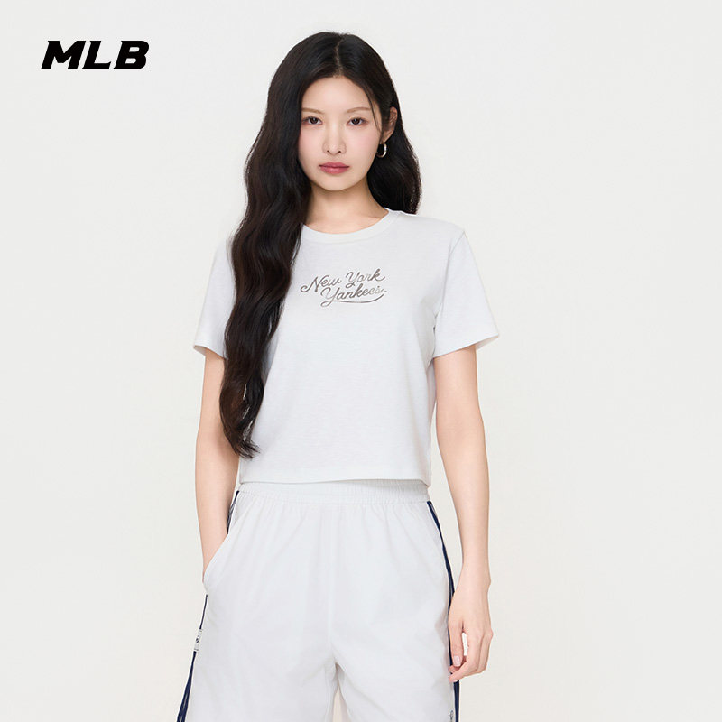 MLB官方 女款休闲复古百搭短款修身肌理感防晒T恤26夏季新款TSB07