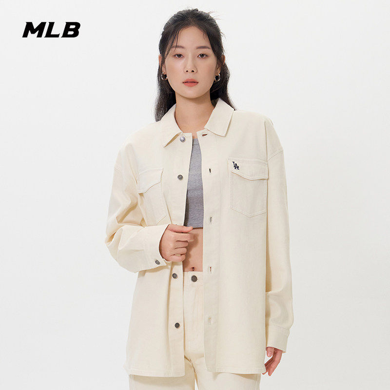 MLB官方 男女情侣学院风牛仔衬衫后背图案25秋季新款DRV01