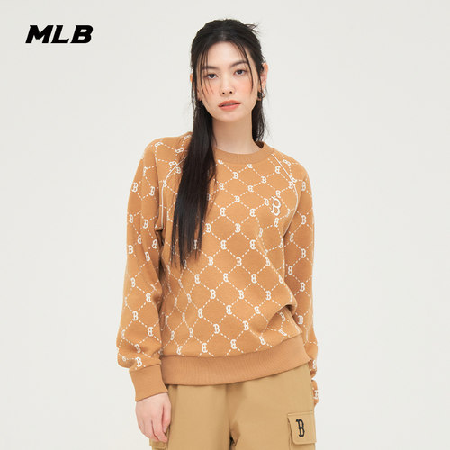 MLB官方 男女情侣复古钻石老花套头卫衣时尚运动24春夏新款MTM01