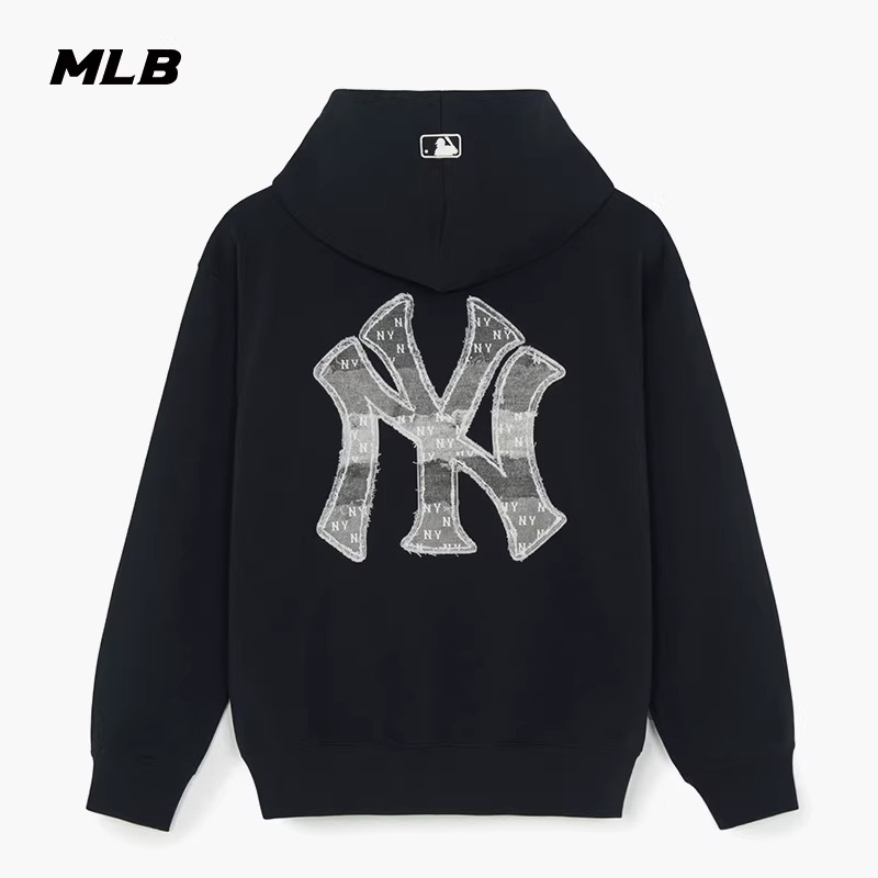 MLB官方男女同款时尚仿牛仔老花拉链连帽卫衣外套26春季新款TRM02