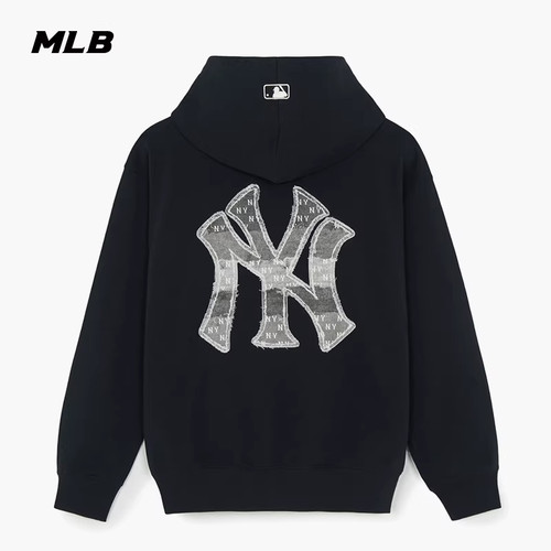 MLB官方男女同款时尚仿牛仔老花拉链连帽卫衣外套26春季新款TRM02
