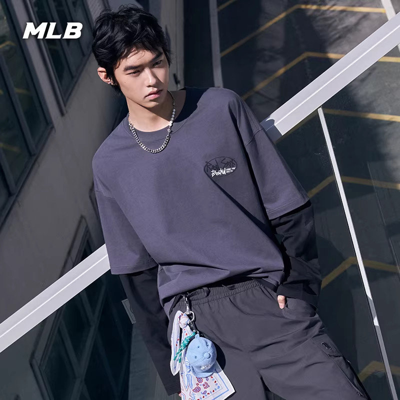 MLB官方 时尚假两件涂鸦印花凉感长袖T恤26春新款TSB05