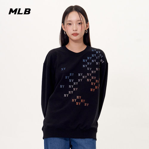 MLB官方 男女情侣渐变老花休闲百搭圆领套头卫衣25秋季新款MTM03