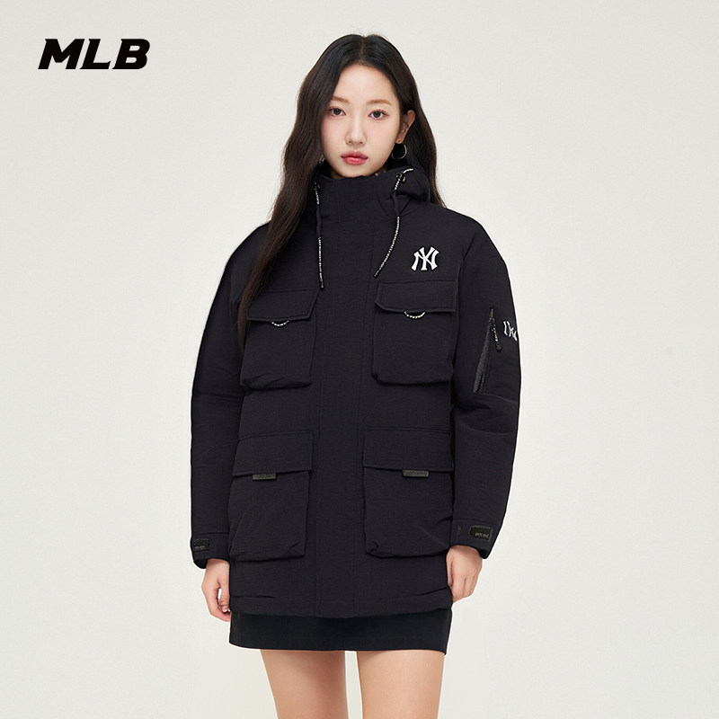 MLB官方 男女情侣经典百搭连帽工装风保暖羽绒服25冬季新款DJB07