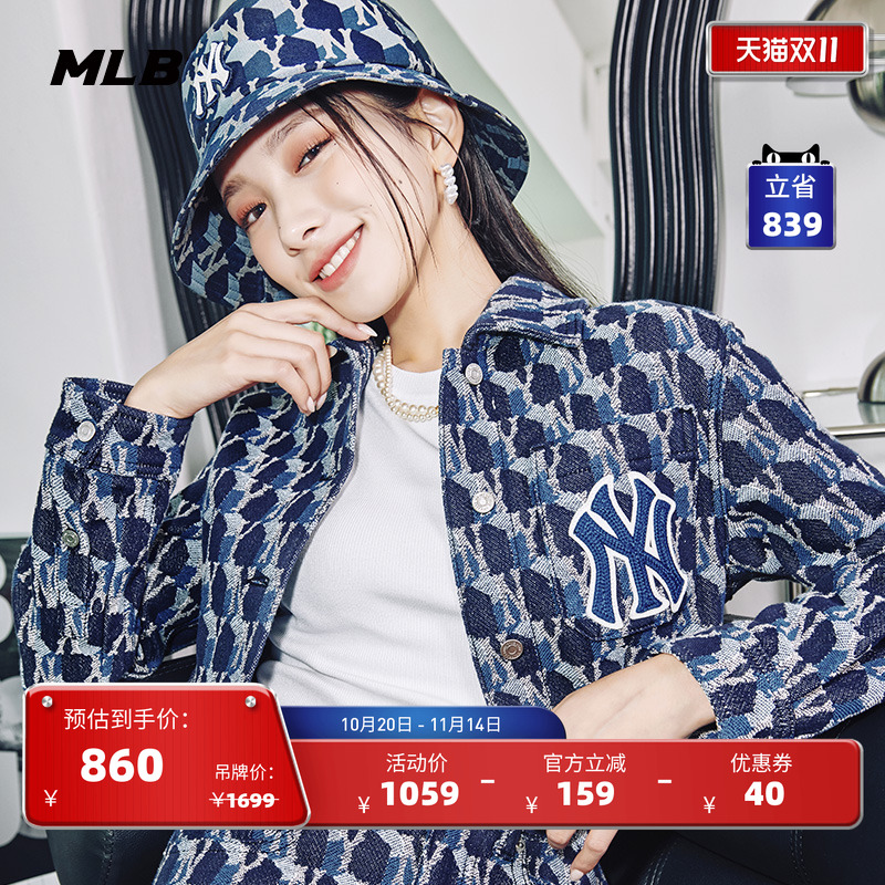 女士防风牛仔外套休闲夹克MLB