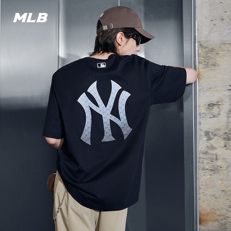 MLB官方 男女款宽松时尚渐变老花背标休闲防晒T恤26夏季新款TSM08