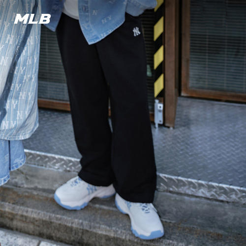 MLB官方 男女情侣经典小logo阔腿裤纯色百搭长裤春夏新款PTB04