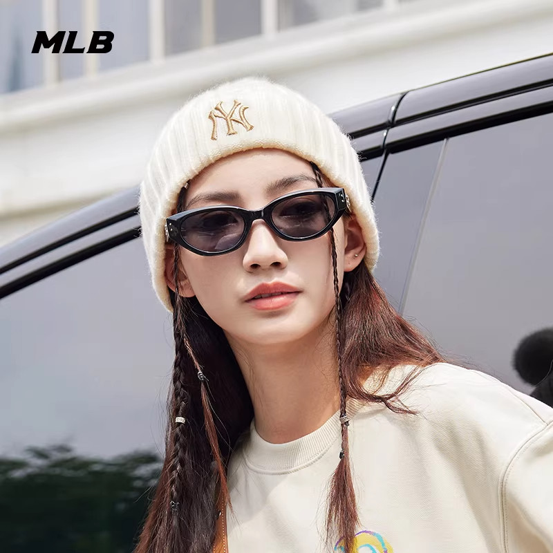 MLB官方女士时尚毛球翻檐保暖含羊毛针织帽毛线帽25冬季新款BNB15