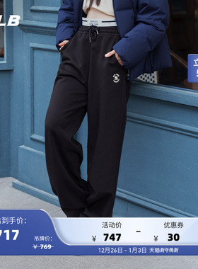 MLB官方女款小logo时尚撞色腰头双面针织休闲长裤25秋季新款PTB08