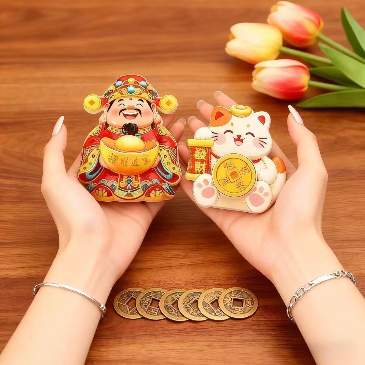 新年磁性贴摇头财神磁吸摆件摇摆财神爷招财纳福摆饰喜庆冰箱贴批